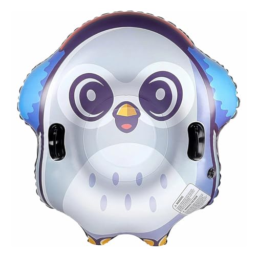 YUEWO 47 Inch Inflatable Ski Ring Owl Shaped, Skiing Ring for Winter Outdoor Sports with Handle Inflatable Winter Duty Sleds Ski Ring, Heavy Duty Snow Sleds for Adults