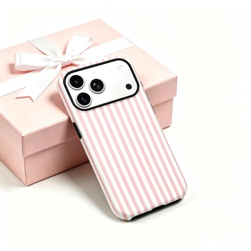 Image of for iPhone 17Pro Case Cute Phone Case,Compatible with MagSafe,Dual Layer Shockproof Protective Phone Cover,Hard Shell + Silicone Cover,Fashion Design for Women Girls,Striped Pink