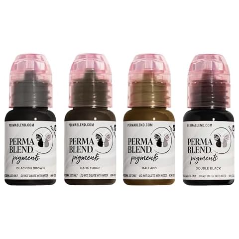 Perma Blend Microblading Pigments Kit for Permanent Makeup - Vegan & Skin-Safe Eyebrow & Eyeliner Tattoo Ink - Cool Eyebrow Tattoo Set & Double Black Eyeliner Ink (4 Pack) Cover