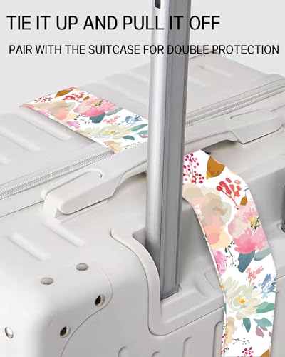 Image of Luggage Straps for Suitcases, Adjustable Travel Belt, Durable Wide Luggage Strap, Cute Suitcase Strap Identifiers with Buckle, Bag Straps for Luggage, Cute Pink Flowers