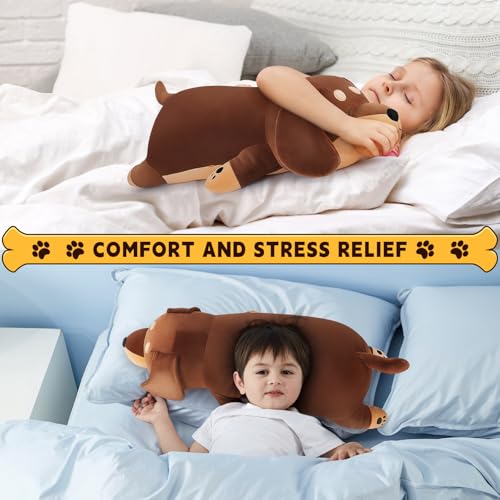 Image of Auspicious beginning 19'' Large Dachshund Dog Plush Stuffed Animal- Cute Weiner Dog Plush Pillow Plushies, Big Dachshund Plush Toy, Cute Hugging Weiner Dog Stuffed Animal Birthday Gifts