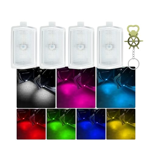SANRILY 4Pcs Car Door Welcome Lights Fit for Benz EQC 2018-2022 G A C E Class W167 W213 GLA GLC GLE Wireless Car Door Step Welcome Lights Shadow Lights (7 Color Lights)