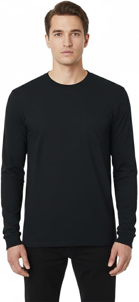 Ultra Cotton Long Sleeve Pocket T-Shirt, 100% Cotton Casual Long Sleeve Tee for Men, S–4XL - Image 2