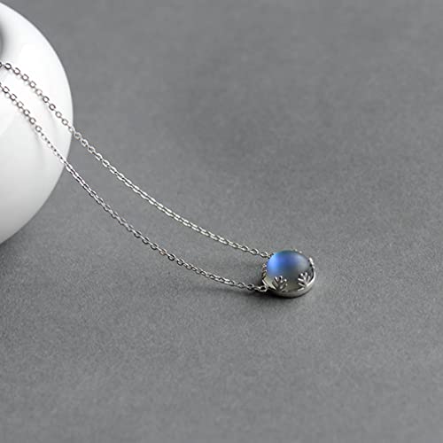 Collier en Argent S925 Aurora 55cm avec Pendentif Pierres Précieuses Cristal
