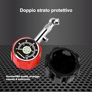 ATsafepro Manometro Pressione Gomme 60psi 4 bar,Manometro pneumatici certificato ANSI B40.1 preciso con ampio quadrante luminoso 1.5" Manometro meccanico professionale per moto, auto