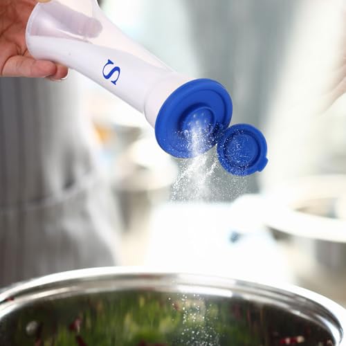 Image of Set of 2 Plastic Salt and Pepper Shakers with Lids Large Salt Shaker Pepper Container Vintage Tall Hourglass Camping Picnic Outdoors Travel Spice Set for Home Picnic Kitchen(Classic,Navy Blue)