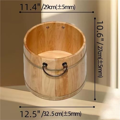 Tina de pie de madera con tapa y asas para spa en casa miniatura 2