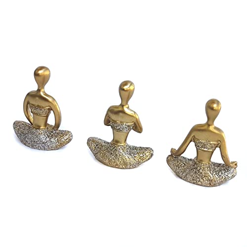 Trio Decorativo Yoga Meditação Em Resina meditando posição enfeite rezando kit cj