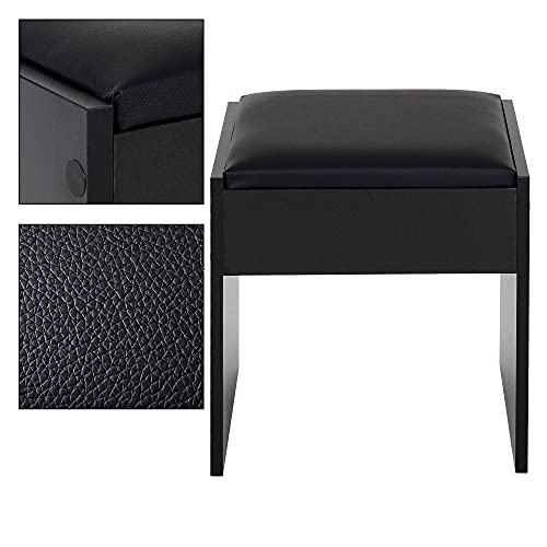 ECD Germany Kaptafel krukje, zwart, 40x43x29,5 cm, elegant design, hoog zitcomfort, houten zitting krukje met… - Image 4