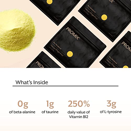 Image of Promix Pre-Workout Powder, Tingle-Free Lemon - Maximize Focus & Performance - Helps Muscle Gain, Endurance & Enhanced Energy - Vitamin B12, Caffeine, Beta-Alanine & L-Tyrsosine - Gluten & Dairy-Free