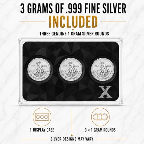 3 Slot Round Display Case, Fits 15mm 1 Gram Gold & Silver Rounds, Holds Up to 12 Stacked (4 Per Slot), Slim Stackable Coin Display Case + 3X 1 Gram .999 Silver Rounds image 5