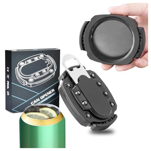 Can Opener Manual Beer Hand Held Safety Easy Camping Side Cut Can Openers Cover Smooth Edge, with Bottle Opener Black