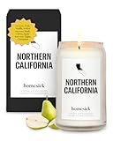 Homesick Scented Candles for Home (California Norcal) - 13.75 oz Long-Lasting Soy Wax Jar Candle for Women & Men for All Occasions, 60-80 Hours Burn Time - Notes of Pear, Vanilla & Amber