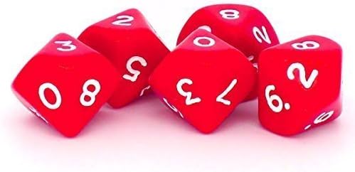 Big Cherry Dice, 5x Red D10 Die, 10 Sided Dice