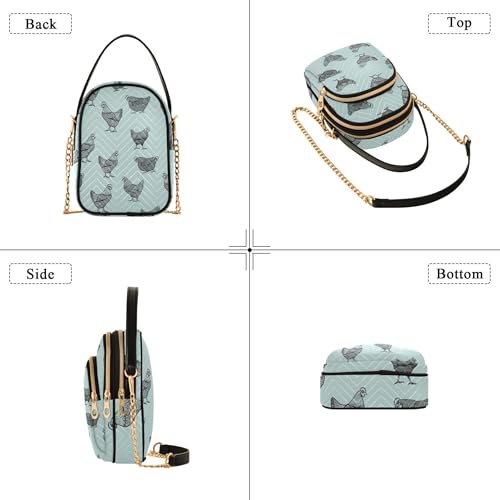 One Shoulder Handbags Stylish Chain Strap Phone Wallet Handbag Quilted Ladies Tote Crossbody Satchel Black Chickens Blue Grey4