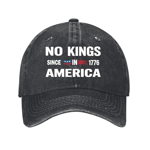 No Kings Hats Protest Sign No Kings in America Hat Cotton for Men Women We The People Political Baseball Cap Adjustable (US Alpha One Size Black 2)