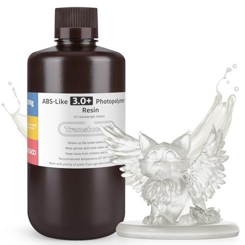 Image of ELEGOO ABS-Like Resin 3.0 Plus, 3D Printer Resin with Low Viscosity and High Precision, 405nm Rapid UV-Curing Photopolymer Resin, 3D Resin for LCD /DLP 3D Printing, Translucent 1000G | Low Viscosity and High Precision, 405nm Rapid UV-Curing Photopolymer Resin, 3D Resin for LCD /DLP 3D Printing