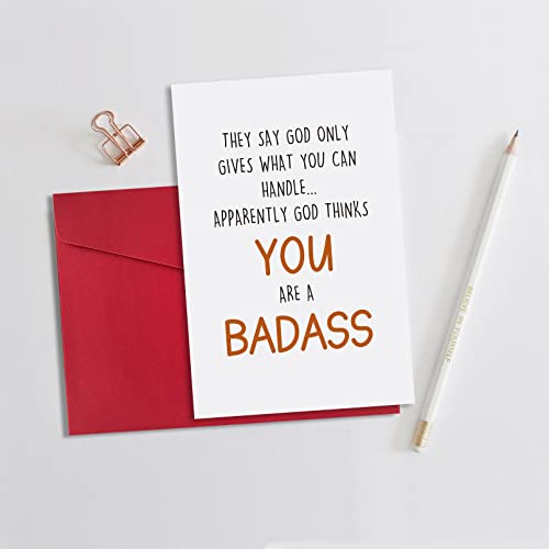 Ogeby Funny Get Well Card Gift For Him Her, Humor Encouragement Card, They Say God Only Gives What You Can Handle #TOP2