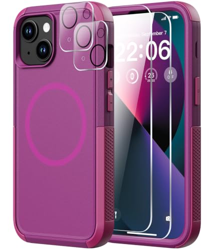 Diverbox for iPhone 13 Case [Compatible with MagSafe] [with Screen Protector ] [Shockproof] [Dropproof] Heavy Duty Protection Phone Case for Apple i Phone 13 (Rose)