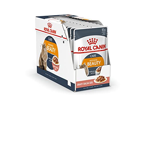 Image of Royal Canin Fit 32 Adult Dry Cat Food 4 kg & Royal Canin Intense Beauty Cat Food, 85 g (12 Pack)