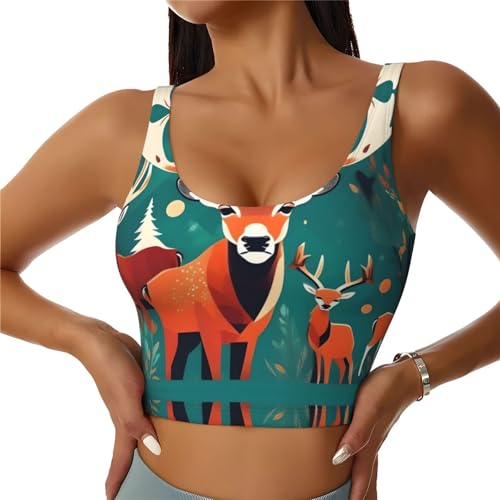 Gilet de sport femme pour yoga entraînement fitness imprimé cerfs sauvage