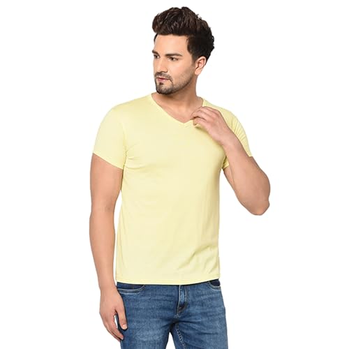 Image of JANGOBOY Men's V Neck Half Sleeve Cotton Blend T-Shirt (Pack of 1)