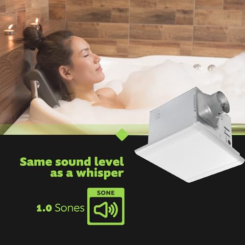 Image of Homewerks 7107-03HW Bathroom Fan Ceiling Mount Exhaust Ventilation 1.0 Sones, 110 CFM, Energy Star, White
