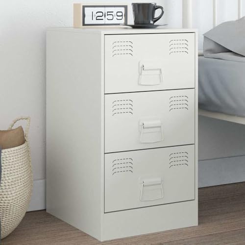 Table de chevet blanche 3 tiroirs table appoint salon chambre acier - 4