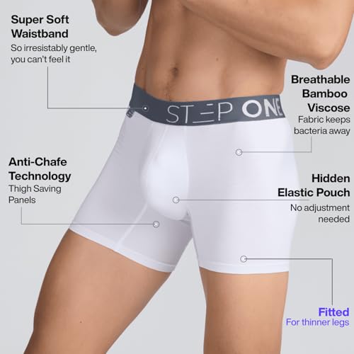STEP ONE Mens Underwear Trunk Briefs, 1 Pair, Viscose from Bamboo Underwear, Moisture Wicking 3D Pouch + No Ride Up Trunks3