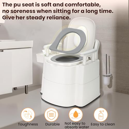 Upgraded Safety Commode Toilet for Elderly and Disabled (300 lbs),Potty Chair for Adults with Detachable Armrest,It's anti-odour potty chair for adults，bedside toilet，Easy Installation