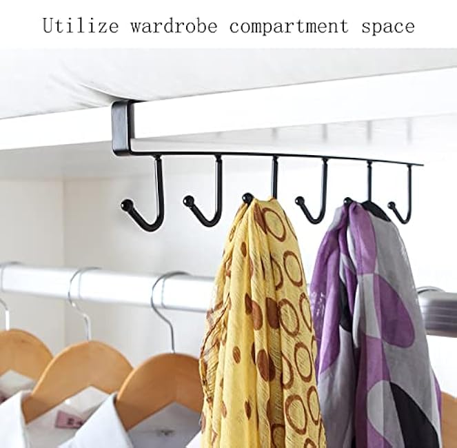 Hanging Hooks Rack 6 Hooks Hook Rack Black