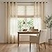 jinchan Sheer Curtains for Bedroom 84 Inch Length Leaf Embroidered Semi Sheers for Living Room Botanical Embroidery Voile Transparent Grommet Window Treatments Taupe 2 Panels