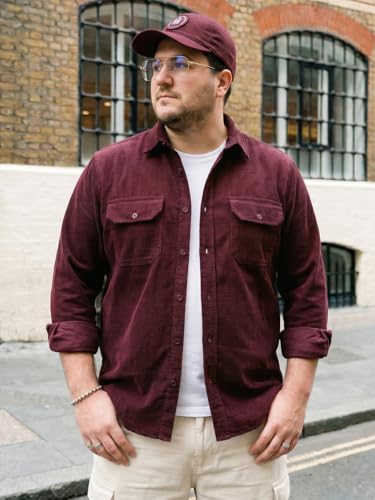 Image of Urbano Plus Men's Corduroy Full Sleeve Regular Fit Solid Overshirt with Utility Pockets