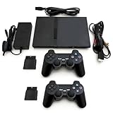 Zeust PlayStation 2 Gaming System Bundle - Includes PS2 Console Slim & 2 Wireless Controllers - PlayStation 2 Console Like New - PS2 Video Game Console Black (Renewed)