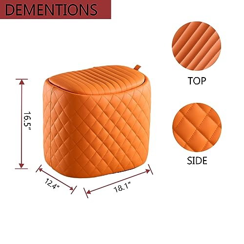 Younuoke Storage Ottomans For Living Room Faux Leather Chest Ottoman Bench Footstools Saddle Foot Rest Stool With Padded Seat For Bedroom Dining Room And Entryway,Orange #TOP1