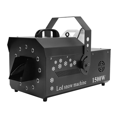 Snow Machine, 3-In-1 1500W Portable Fake Snow Machine with Remote and DMX512 Signal Control, Free Standing & Hanging Mount Snowflake Maker with 12 LED Lights, Snow Machine Indoor for Concert Theater