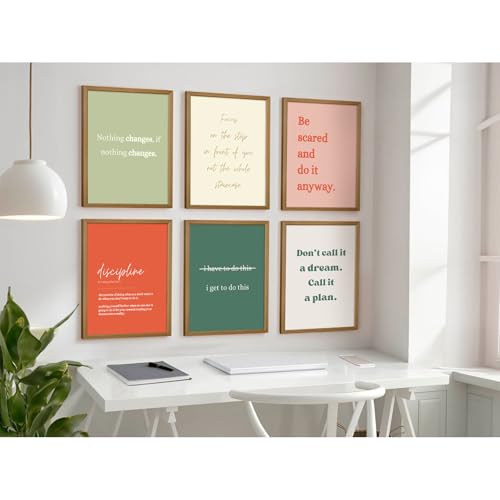 Office Wall Art Motivational Posters Inspirational Quote Canvas Wall Decor Office Positive Pictures Inspirational Classroom Art Motivational Work Prints for Gym Home 12x16 Inch Framed Set of 6 by Youillne - Used condition - Image 3