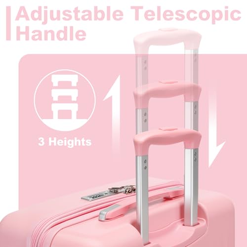 Image of Kono Carry On Luggage 22x14x9 Airline Approved 20 Inch Expandable, Pink