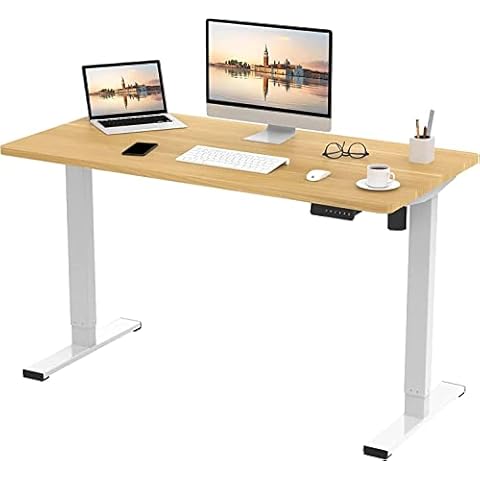 SANODESK EP1 Standing Desk Electric Height-Adjustable Desk with anti-collision protection, memory control and soft start/stop function (120 * 80cm, White Frame+Maple Top) Cover