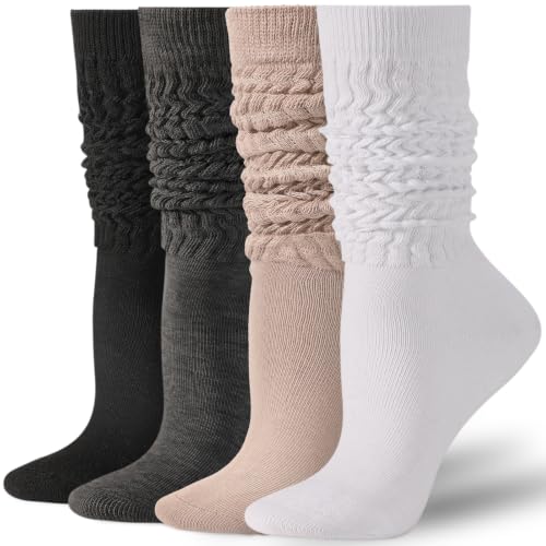 Image of Pleneal Slouchy Socks for Women Scrunch Sock Knit Chunky Crew Boot Socks