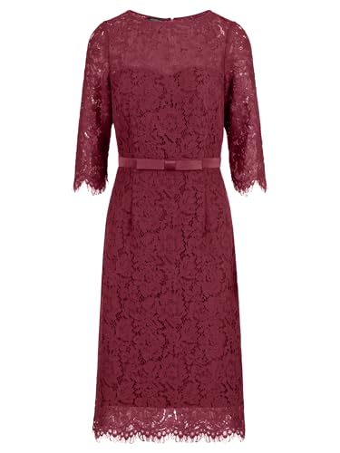 APART Spitzenkleid mit Schleifen-Gürtel, Bordeauxrot, 46