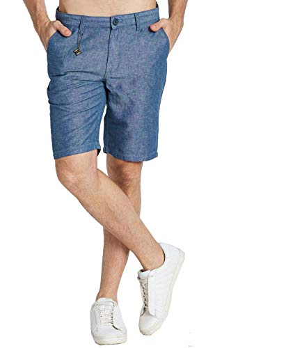 BUFFALO by FBB Yarn Dyed Linen Shorts Blue