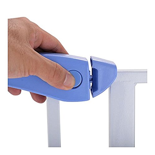 BLUE Baby Safety Gate Door Walk Through Child Toddler Pet Metal Easy Locking System