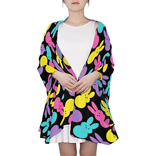 Long Scarf for Women Happy Easter Cute Rabbits Lightweight Sheer Scarve Wrap2