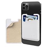 Wallaroo Premium: Leather Phone Card Holder Stick On Wallet for iPhone and Android Smartphones (White Leather) by Wallaroo
