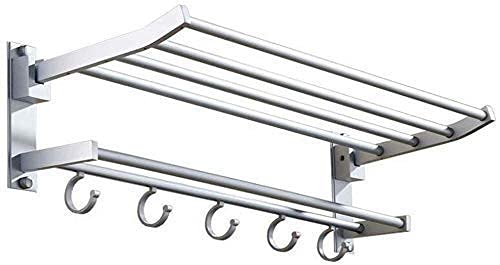 Toallero de aluminio plateado con estante de baño de dos niveles 155x220mm
