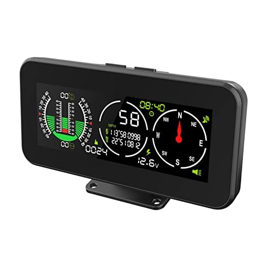 Billutningsmätare, GPS Speed ​​Slope Digital Tilt Meter Auto Off Road Tillbehör, MPH Hastighetsmätare med kompass, Bilkompass, för terränggående SUV-fordon