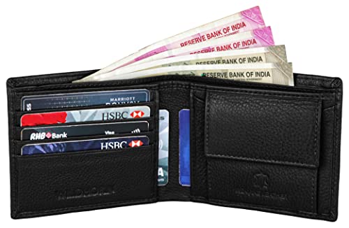Image of WildHorn RFID Protected Leather Wallet for Men, Black