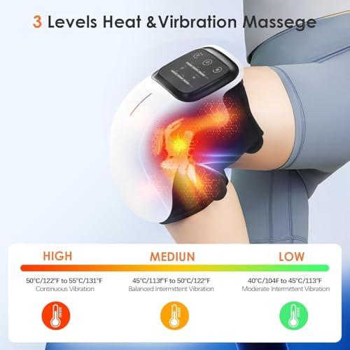 Image of Knee Massager for Pain Relief with Heat & Vibration | Electric Knee Massager for Arthritis, Joint Pain & Stiffness | Rechargeable Portable Knee Therapy Device for Elderly & Daily Use