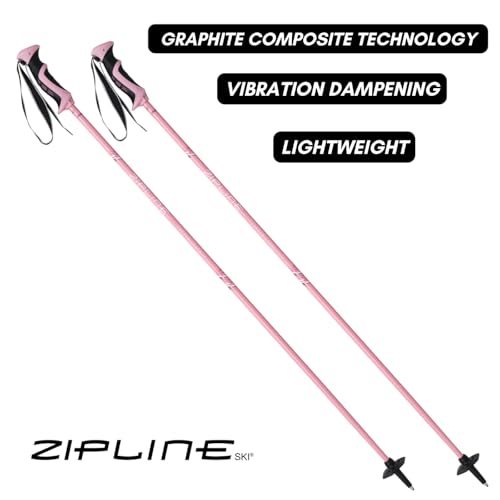 Zipline Lollipop 14.0 Graphite Carbon Composite Ski Poles – Lightweight Ergonomic Grip, Vibration Dampening, Groomers and Freestyle. Choice of Skiers (Rose Pink, 38" in./96 cm) - Thumbnail 3